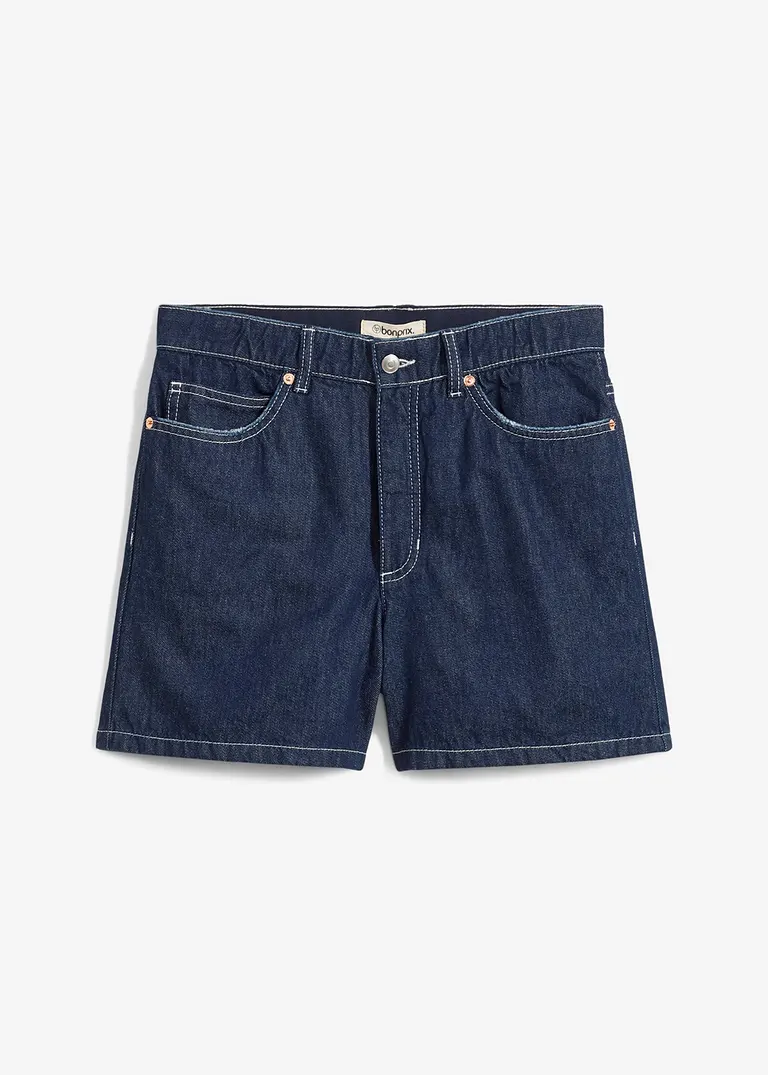 Jeans-Shorts High Waist, Low Stretch in blau von vorne - bonprix