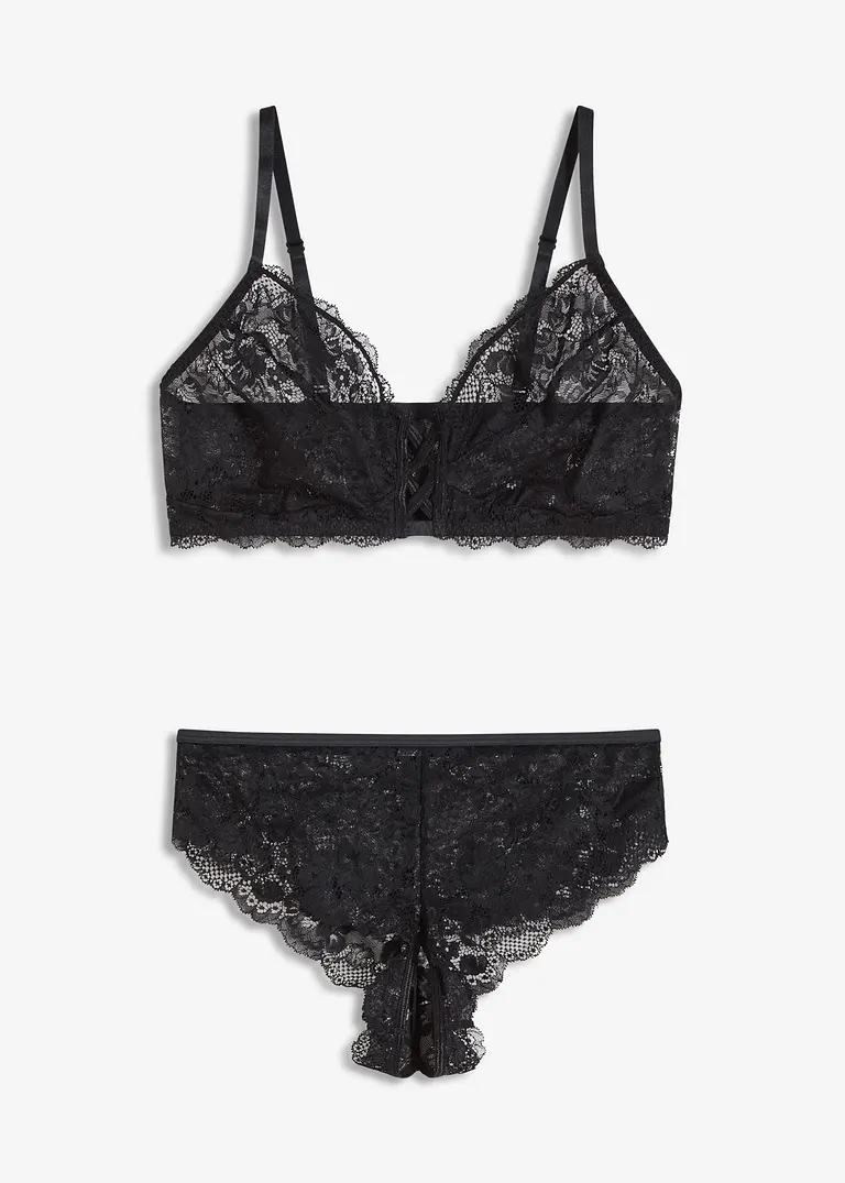 Bustier und Brazil ouvert (2-tlg.Set) in schwarz von vorne - VENUS