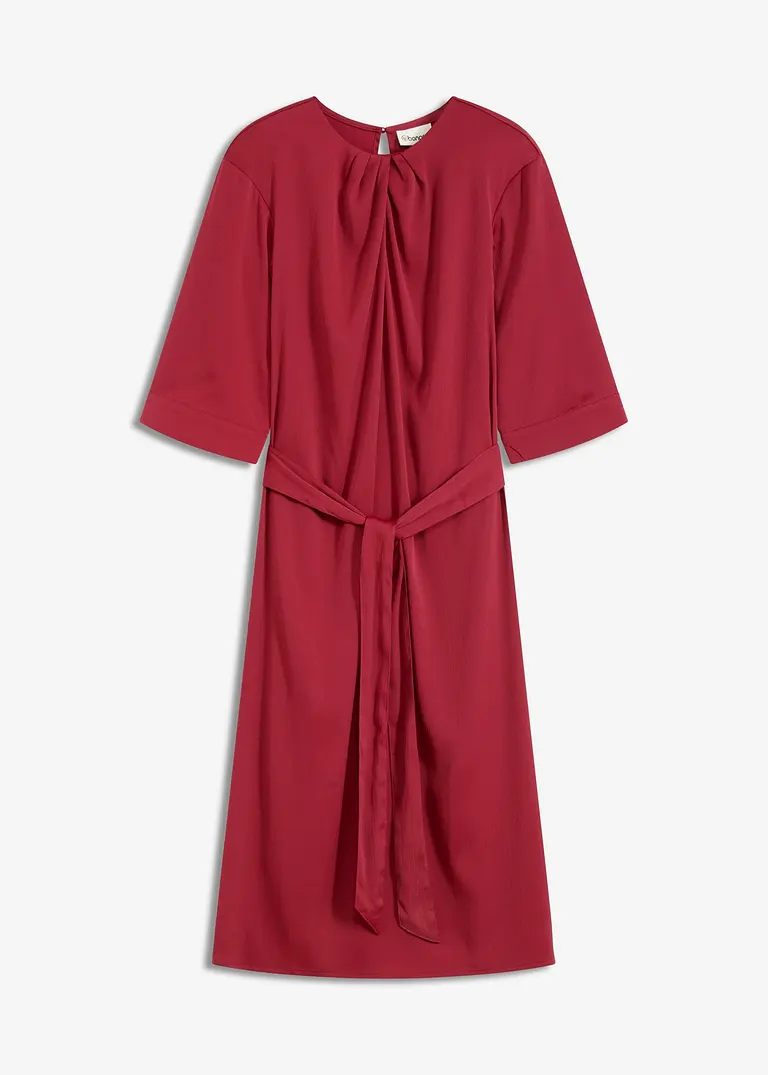 Midikleid aus glänzendem Satin in rot von vorne - bonprix