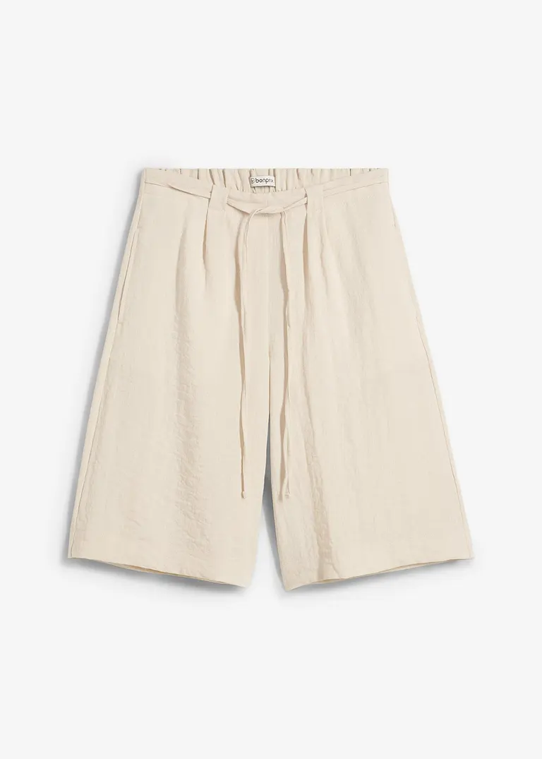 Bermuda aus fließendem Viskose-Mix in beige von vorne - bonprix