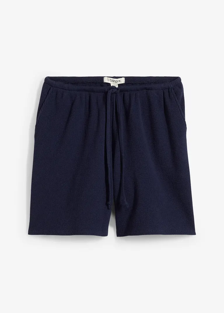 Strukturshorts aus reiner Baumwolle in blau von vorne - bonprix