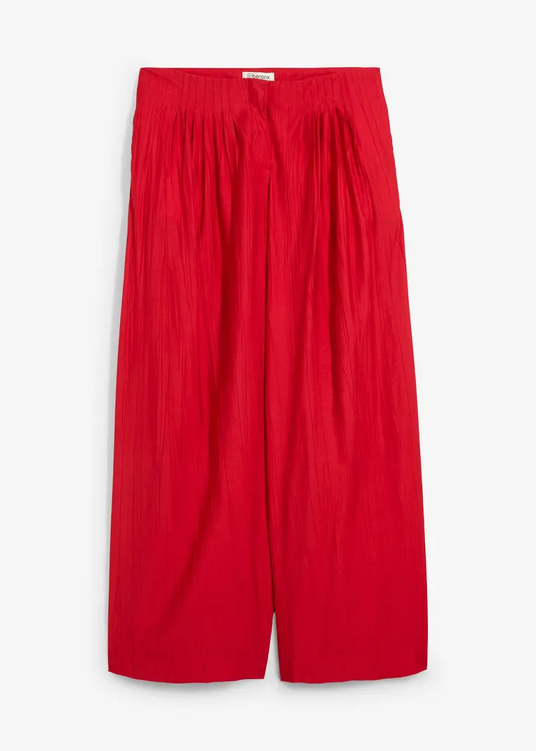 Palazzo-Hose aus strukturiertem Crinkle-Viskose-Mix in rot von vorne - bonprix