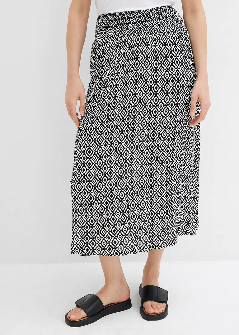 Maxirock aus Viskosecrincle in schwarz von vorne - bonprix