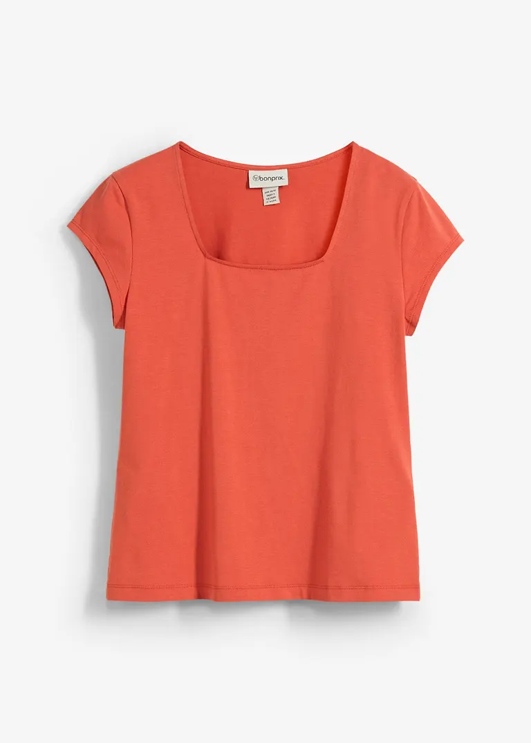 T-Shirt mit reiner Bio-Baumwolle in rot von vorne - bonprix