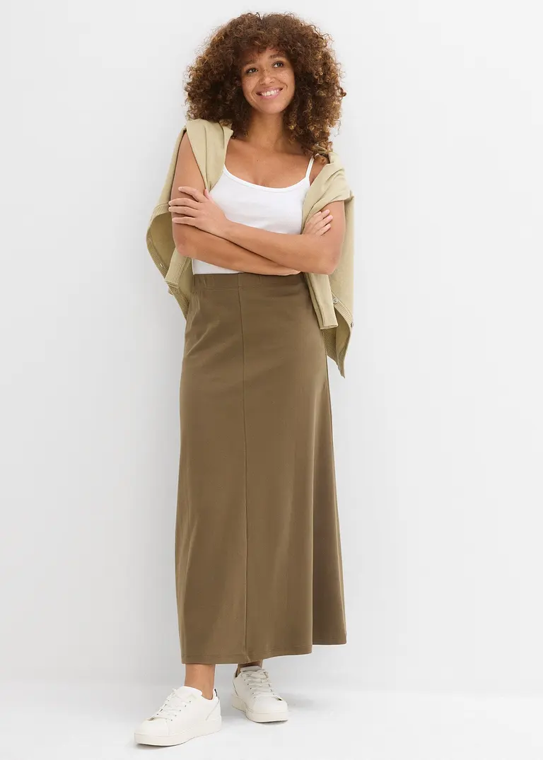 Sweatrock aus fester Interlock-Qualität in grün im Look von vorne (Totalaufnahme) - bonprix