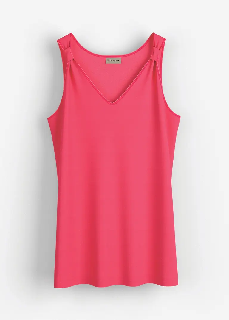 Long-Top aus Viskose-Leinen-Mix in pink von vorne - bonprix
