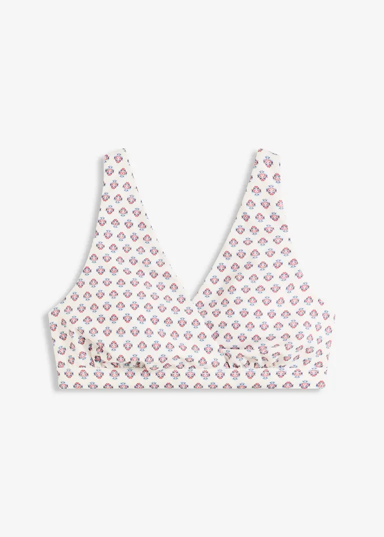 Bustier-Bikinioberteil mit V-Ausschnitt in weiß von vorne - bonprix