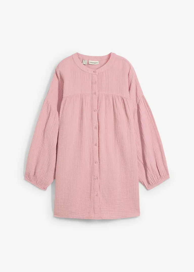 Oversize-Bluse aus Musselin in rosa von vorne - bonprix