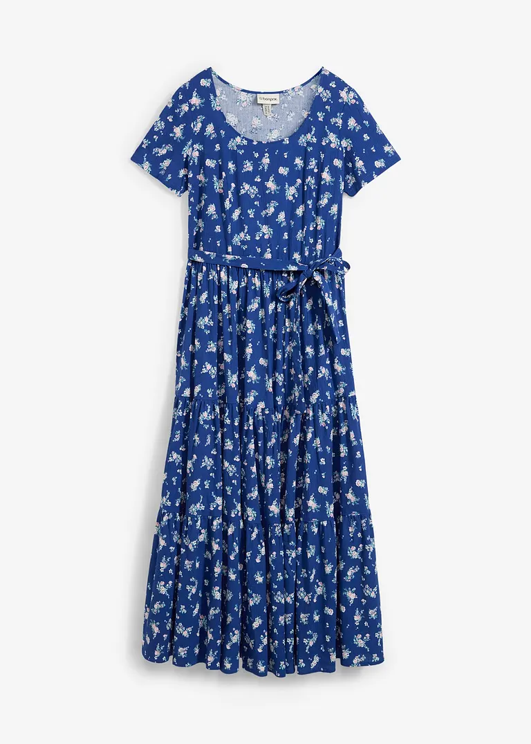 Kleid mit kurzen Ärmeln in blau von vorne - bonprix