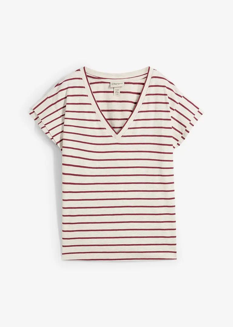 Shirt mit Volantärmeln in beige von vorne - bonprix