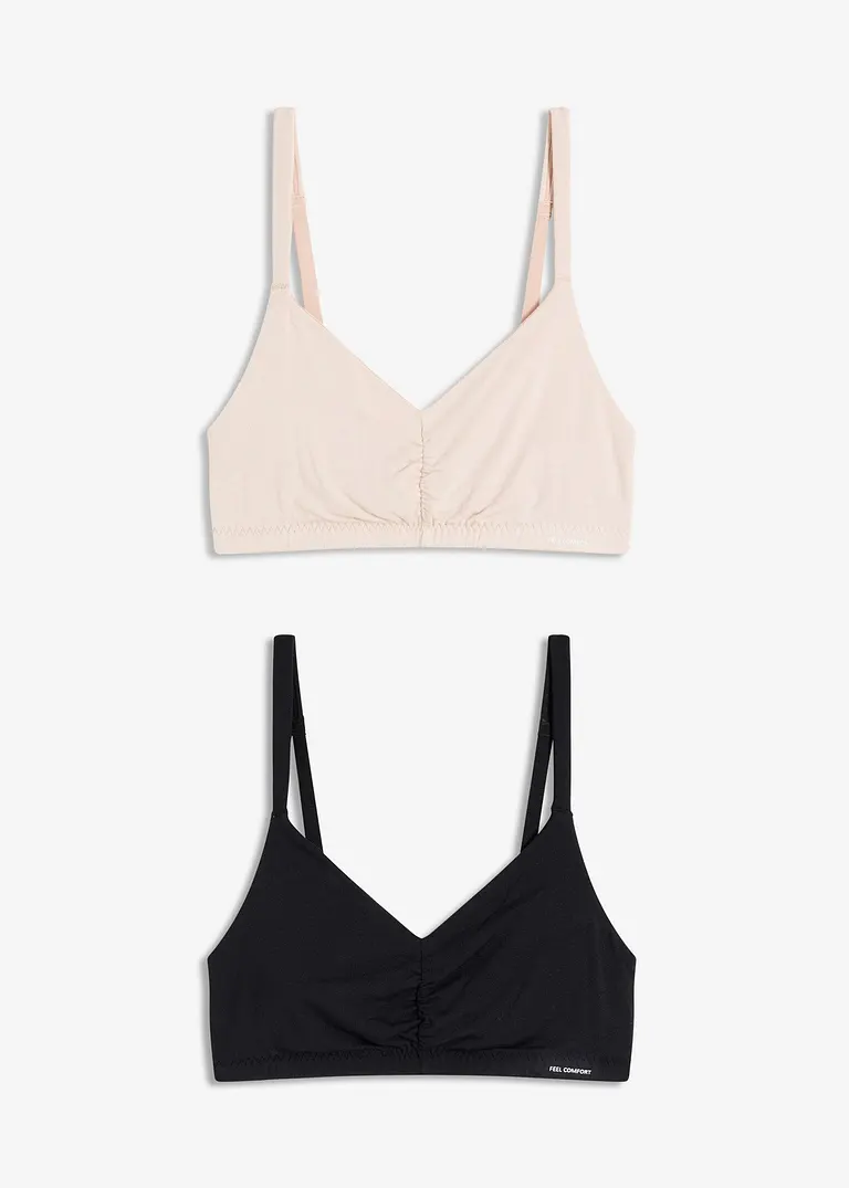 Feel Comfort Bralette aus softem Modal (2er Pack) in schwarz von vorne - bonprix
