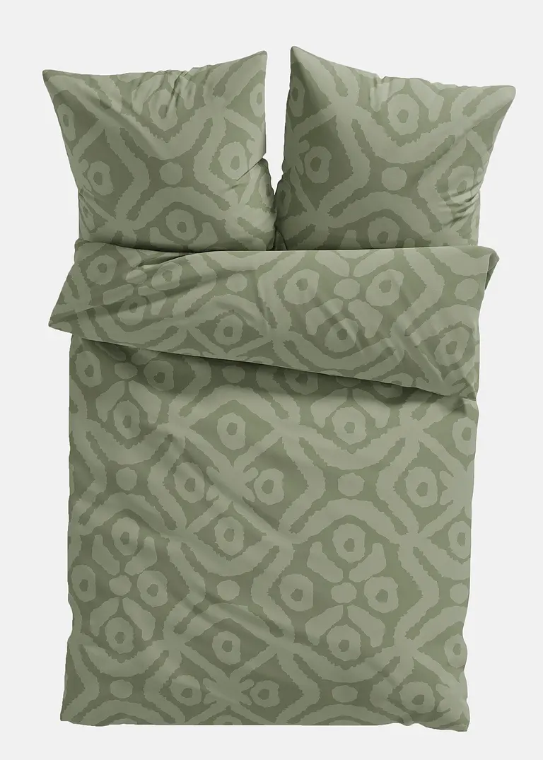 Bettwäsche mit edlem Design in grün von vorne - bonprix