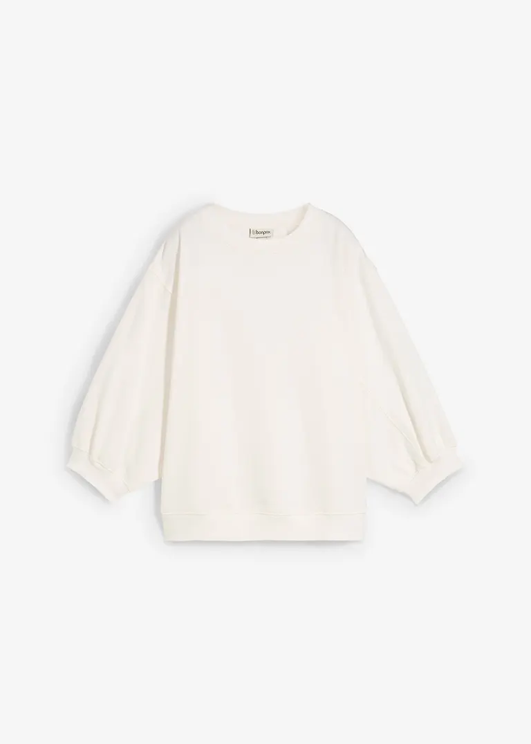 Oversize-Sweatshirt aus reiner Baumwolle in weiß von vorne - bonprix