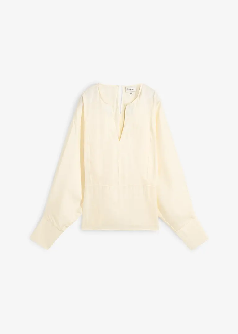 Leicht glänzendes Blusenshirt aus Viskose-Mix in weiß von vorne - bonprix
