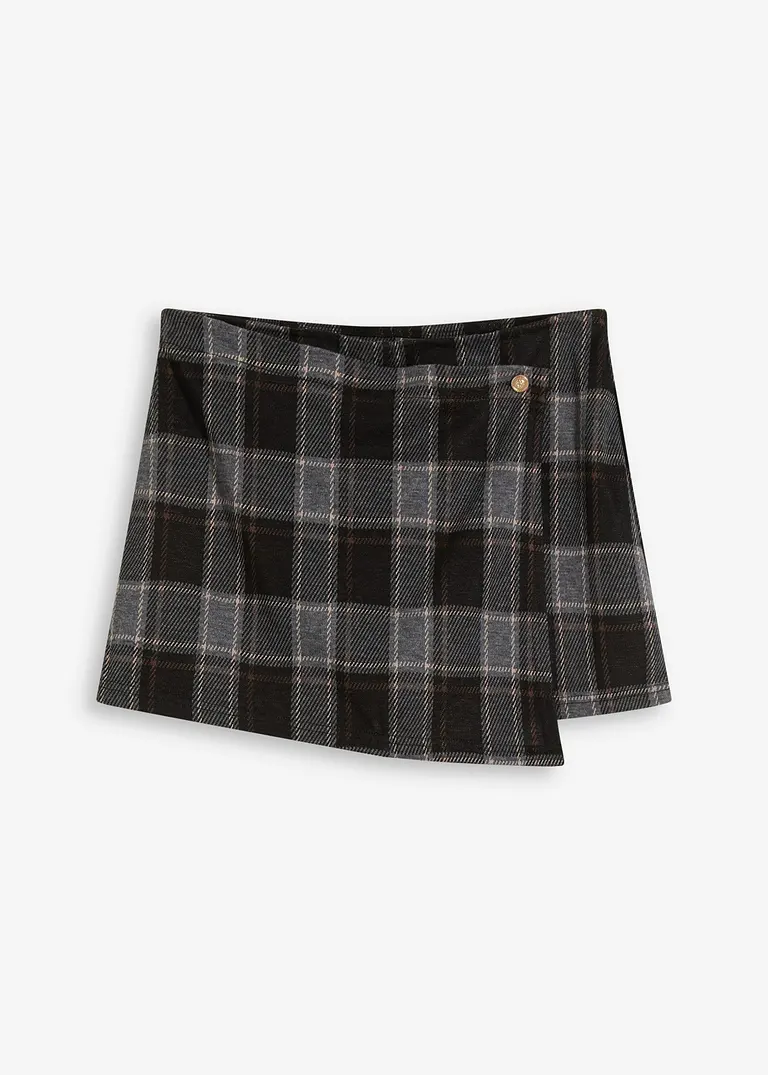 Kurzer Skort mit Schmuck-Knopf in grau von vorne - bonprix