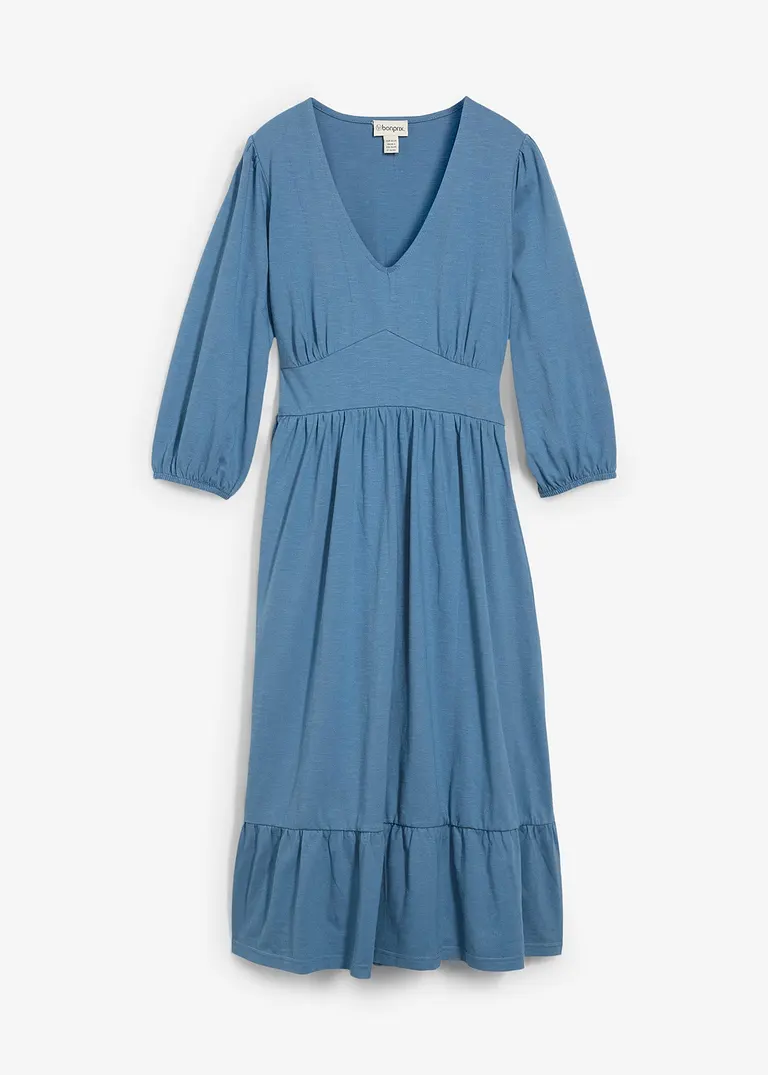 Jerseykleid aus reiner Baumwolle in blau von vorne - bonprix