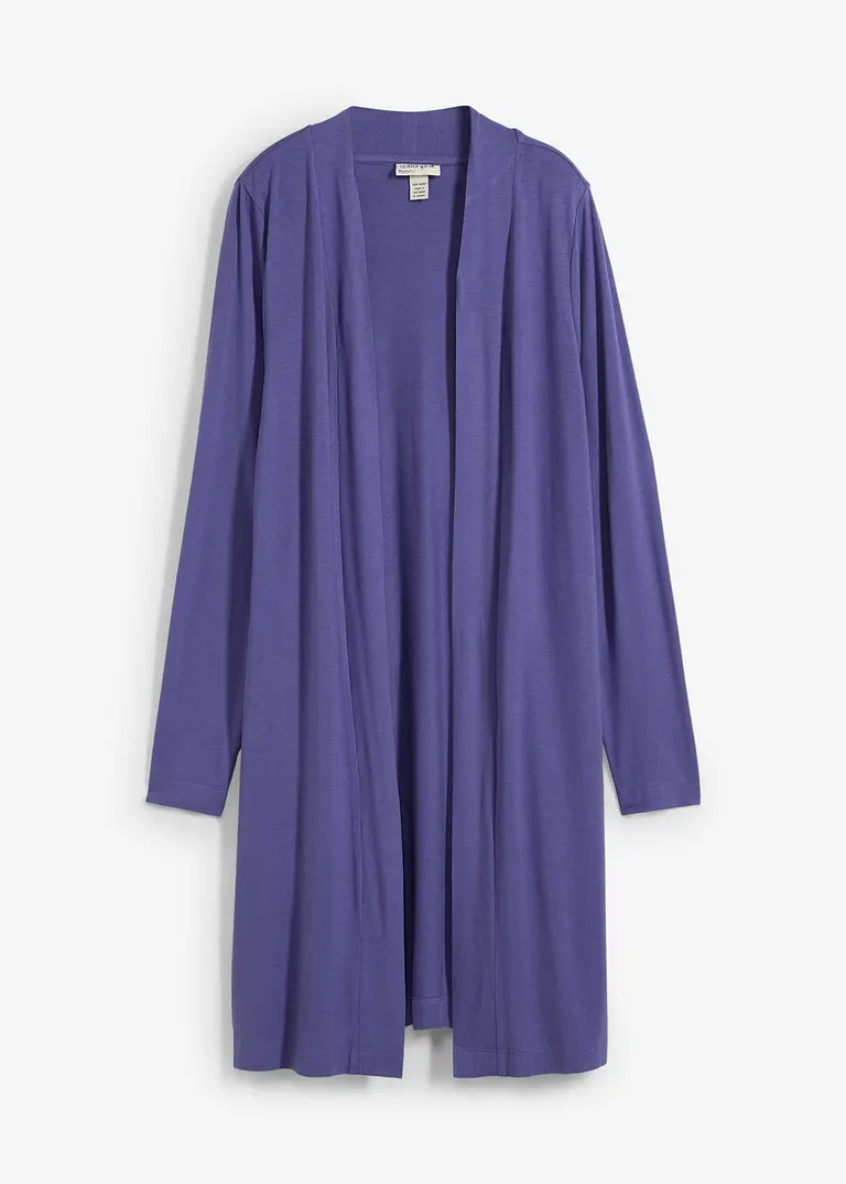 Lange Shirtjacke aus softer Viskose in blau von vorne - bonprix