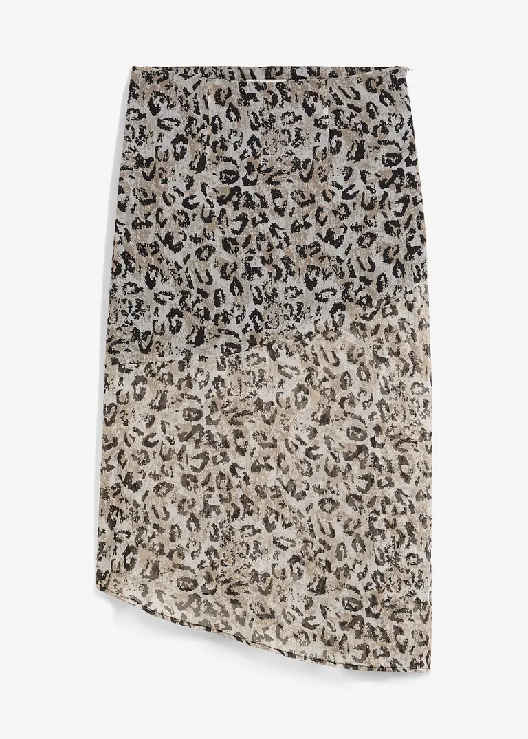 Midirock aus feinem Chiffon in grau von vorne - bonprix