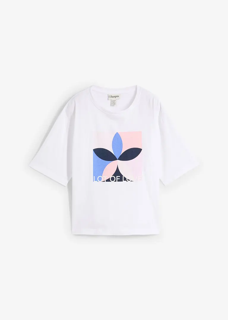 T-Shirt aus reiner Baumwolle in weiß von vorne - bonprix