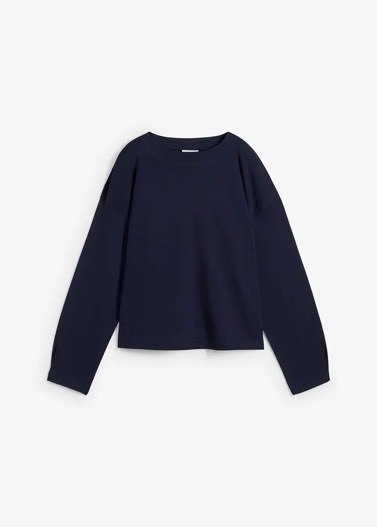 Langarmshirt aus reiner Baumwolle in blau von vorne - bonprix