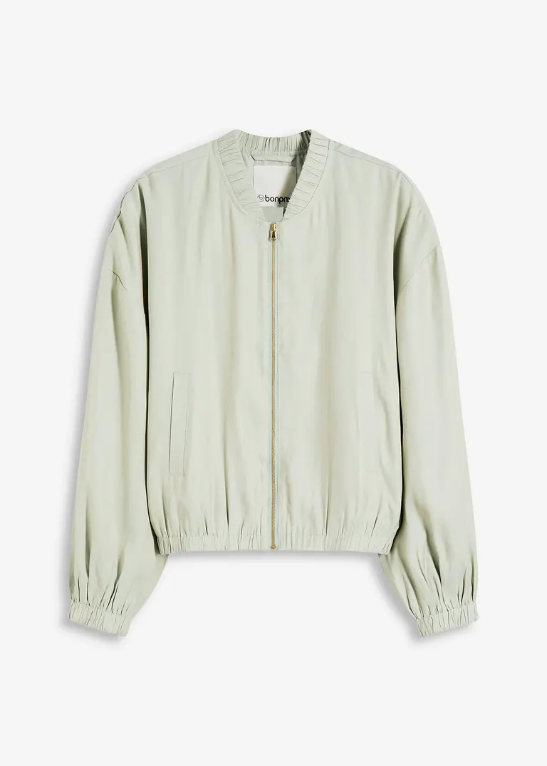 Blouson aus glänzendem Satin in blau von vorne - bonprix