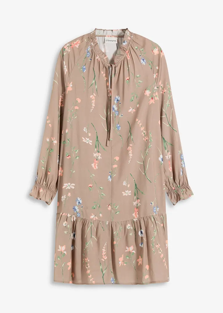 Tunika-Kleid aus reiner Viskose in braun von vorne - bonprix