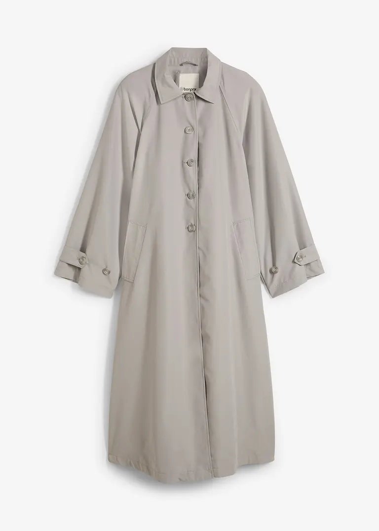 Fließender Trenchcoat in grau von vorne - bonprix