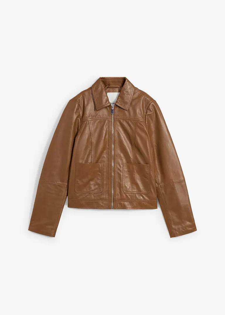Lederjacke in braun von vorne - bonprix