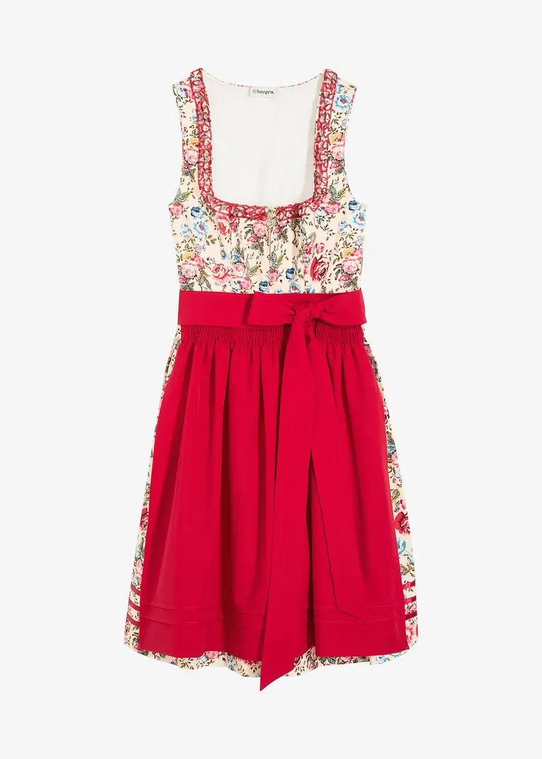 Dirndl mit bestickter Schürze (2-tlg. Set) in blau von vorne - bonprix