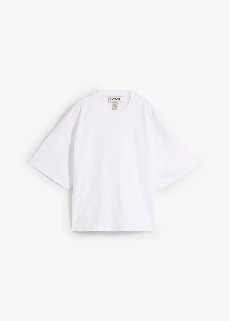 Oversize-Shirt aus reiner schwerer Bio-Baumwolle in weiß von vorne - bonprix