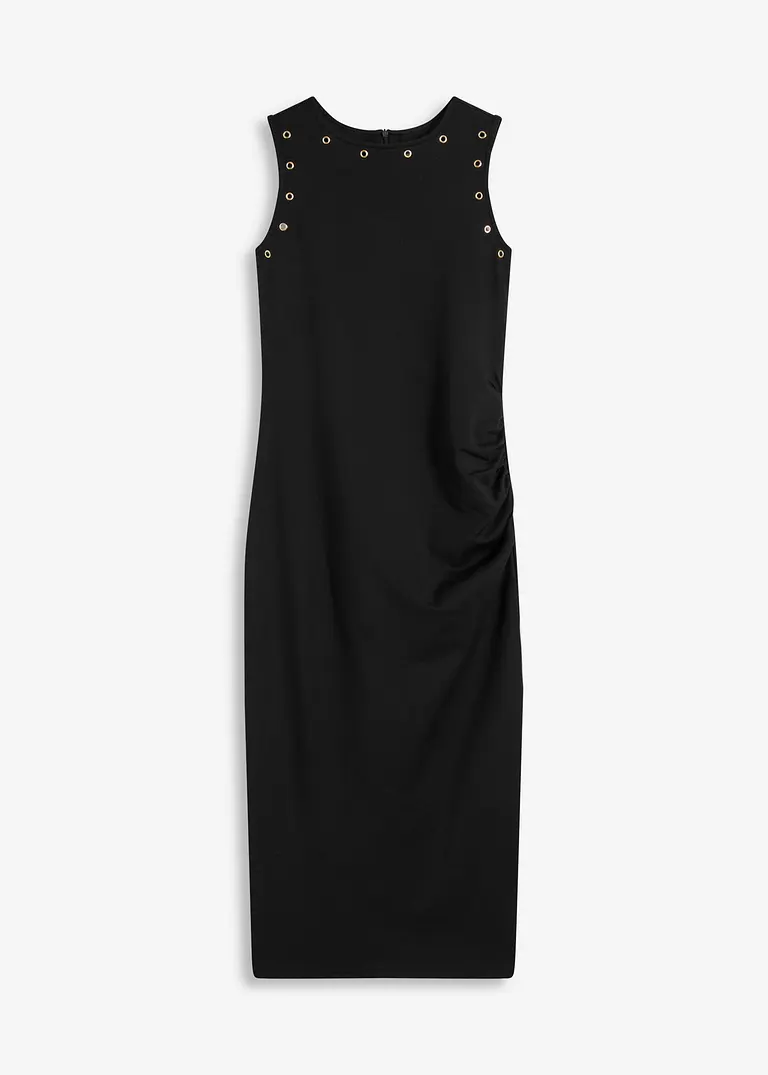 Midikleid mit Nieten in schwarz von vorne - bonprix