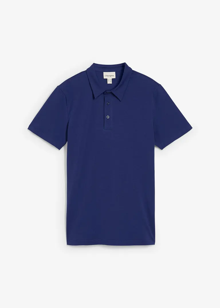 Stretch-Jerseypolo, Slim Fit in blau von vorne - bonprix
