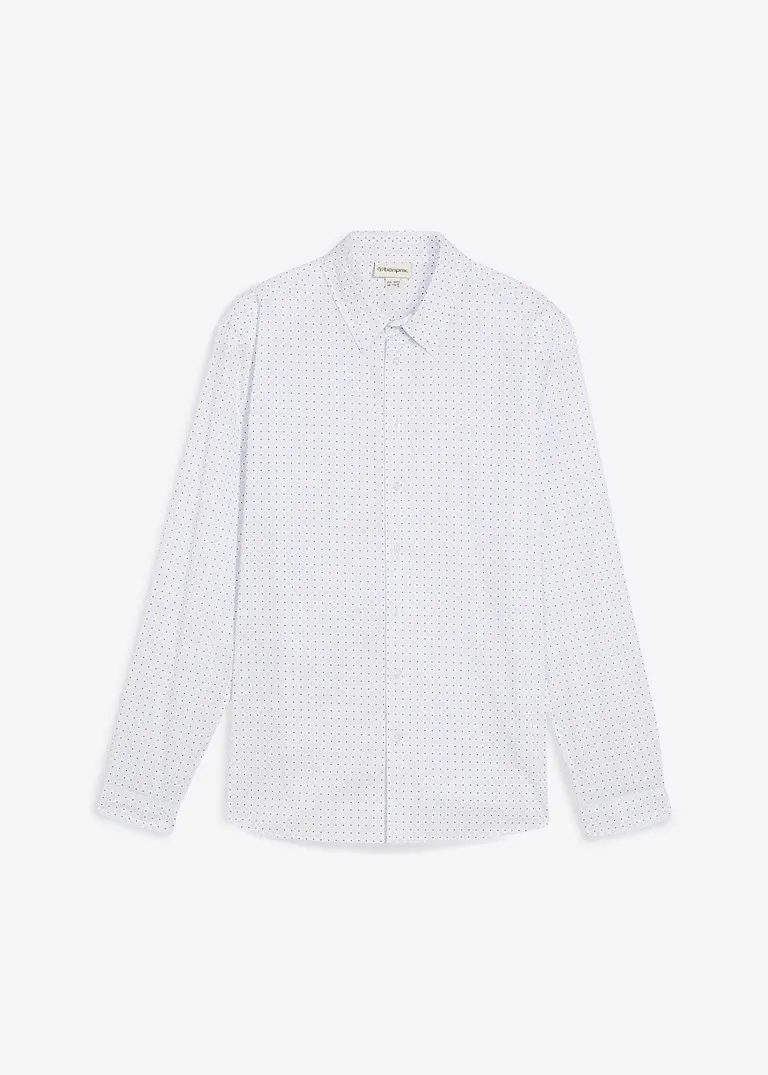 Business-Stretch-Hemd mit Minimaldessin, Slim Fit in weiß von vorne - bonprix
