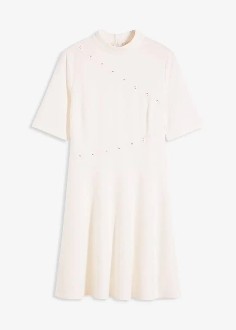 Minikleid mit Nieten in weiß von vorne - bonprix