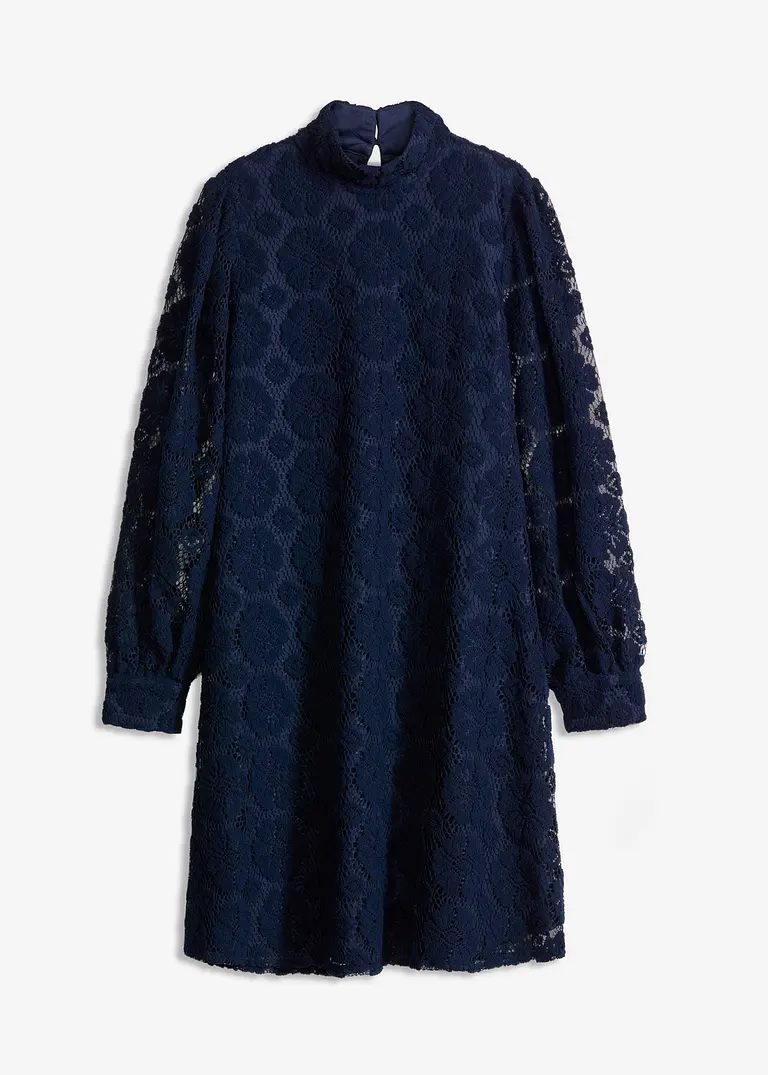 Minikleid aus Spitze in blau von vorne - bonprix