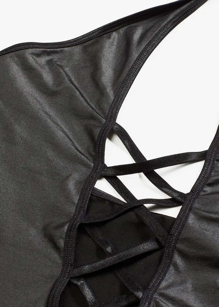 Neckholderkleid aus Wetlook in schwarz - bonprix