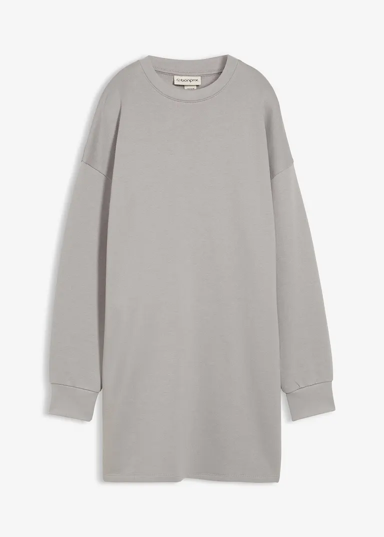 Sweatkleid aus reiner Baumwolle in grau von vorne - bonprix