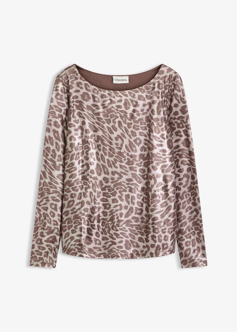 Leo-Shirt mit Glanzdruck in braun von vorne - bonprix