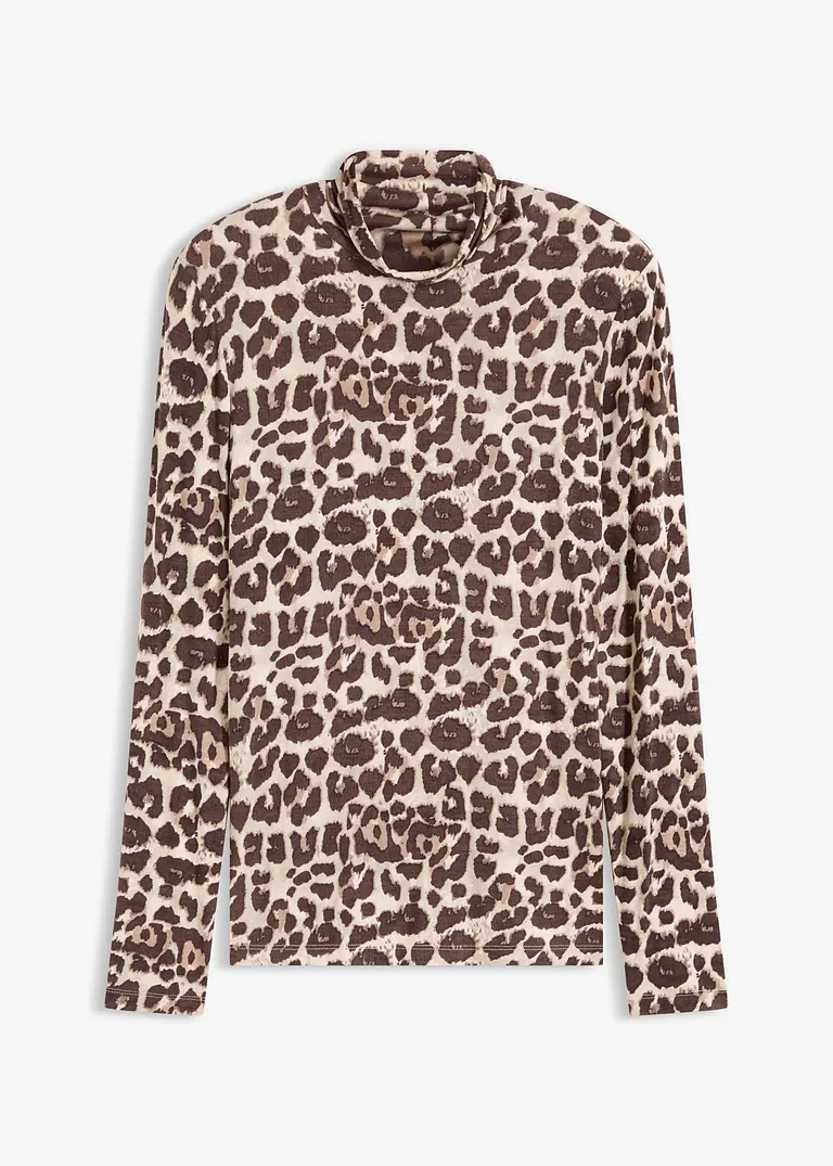 Langarmshirt aus softem Viskose-Mix in braun von vorne - bonprix