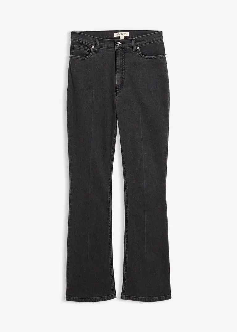 Bootcut-Jeans High Waist in schwarz von vorne - bonprix