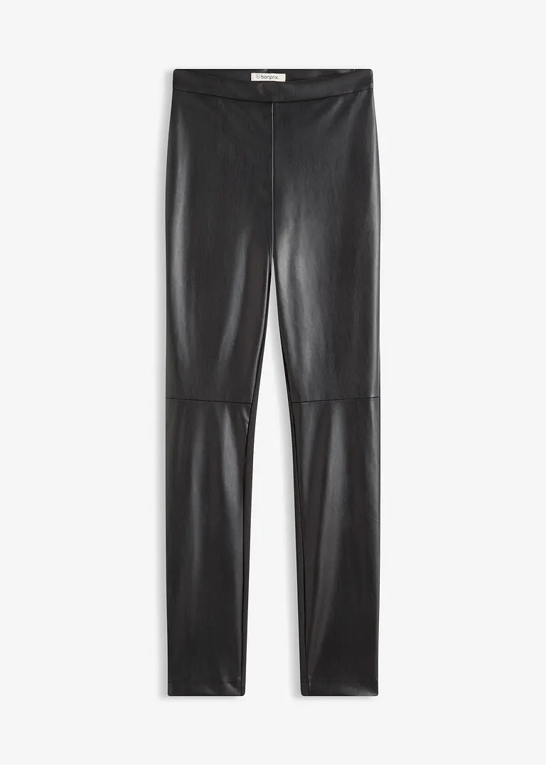 Lederimitat-Hose im Punto di Roma Mix in schwarz von vorne - bonprix
