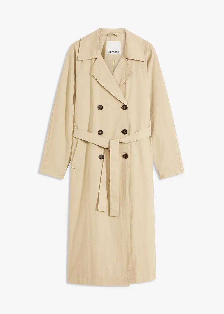 Oversize Trenchcoat in beige von vorne - bonprix