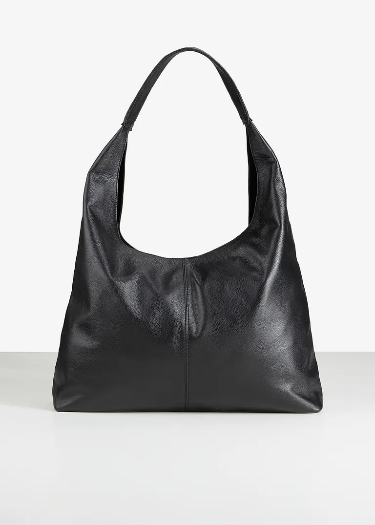 Premium Ledershopper in schwarz von vorne - bonprix