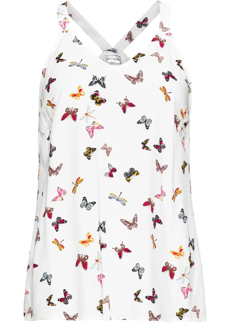 Blusentop aus reiner Viskose in weiß von vorne - bonprix