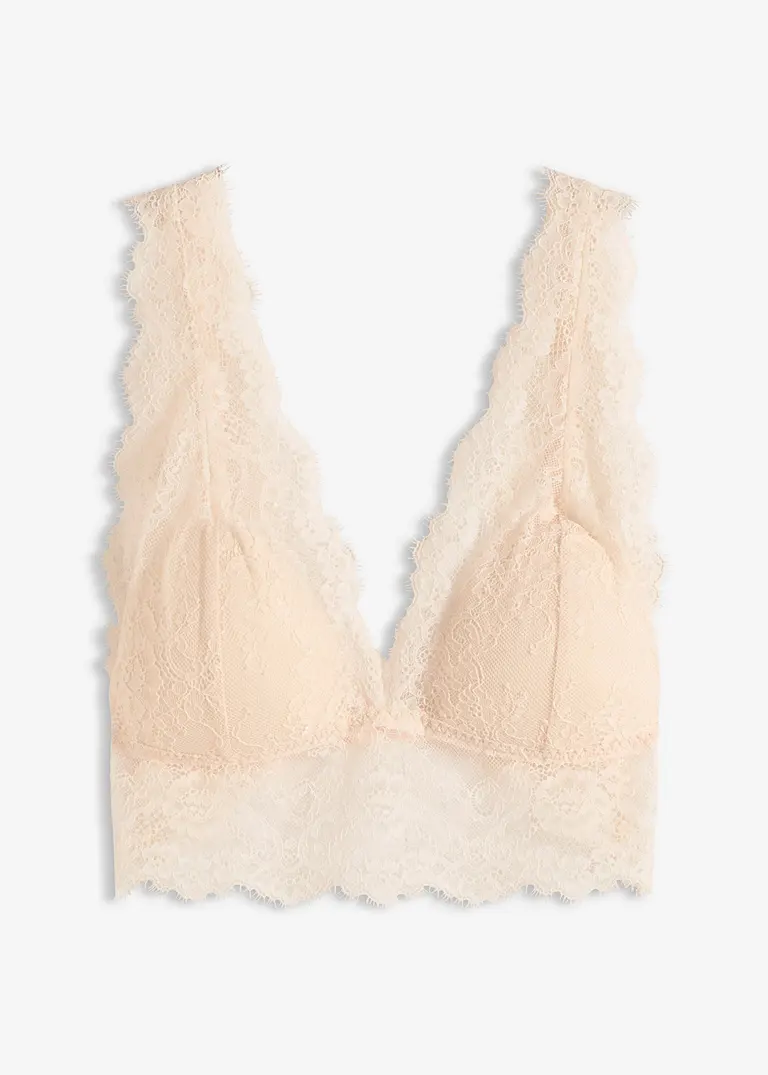 Bralette aus zarter Spitze in rosa von vorne - bonprix