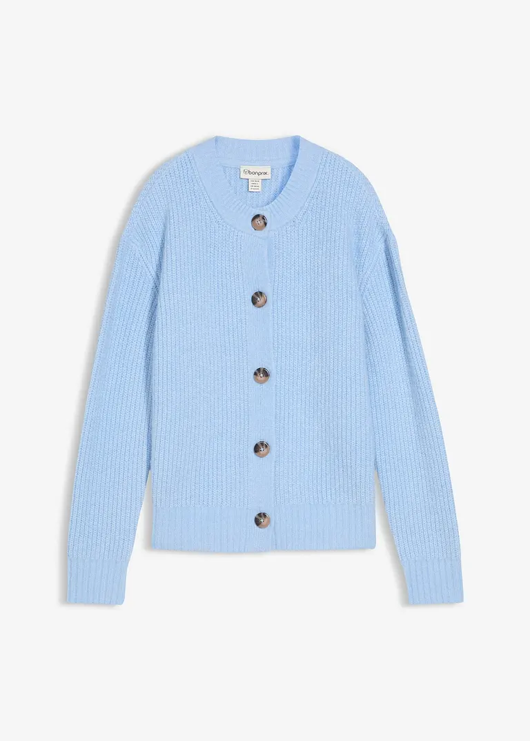 Strickjacke in blau von vorne - bonprix