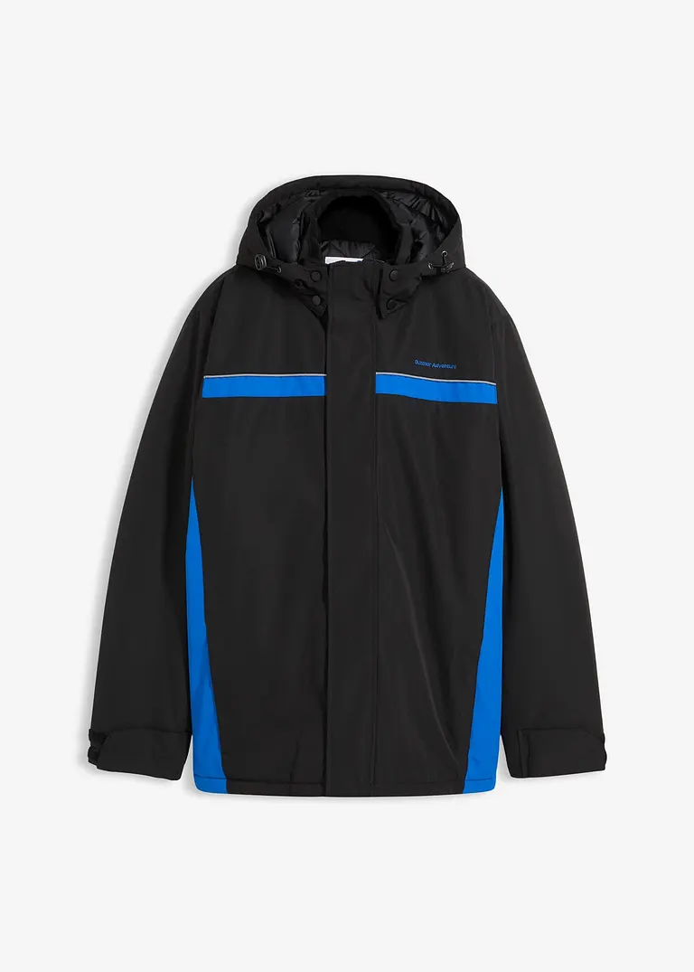 wasserdichte Funktionsjacke mit abnehmbarer Kapuze in schwarz von vorne - bonprix