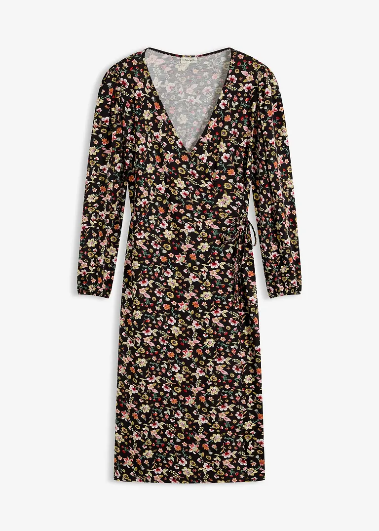 Jerseykleid aus Viskose-Mix in schwarz von vorne - bonprix