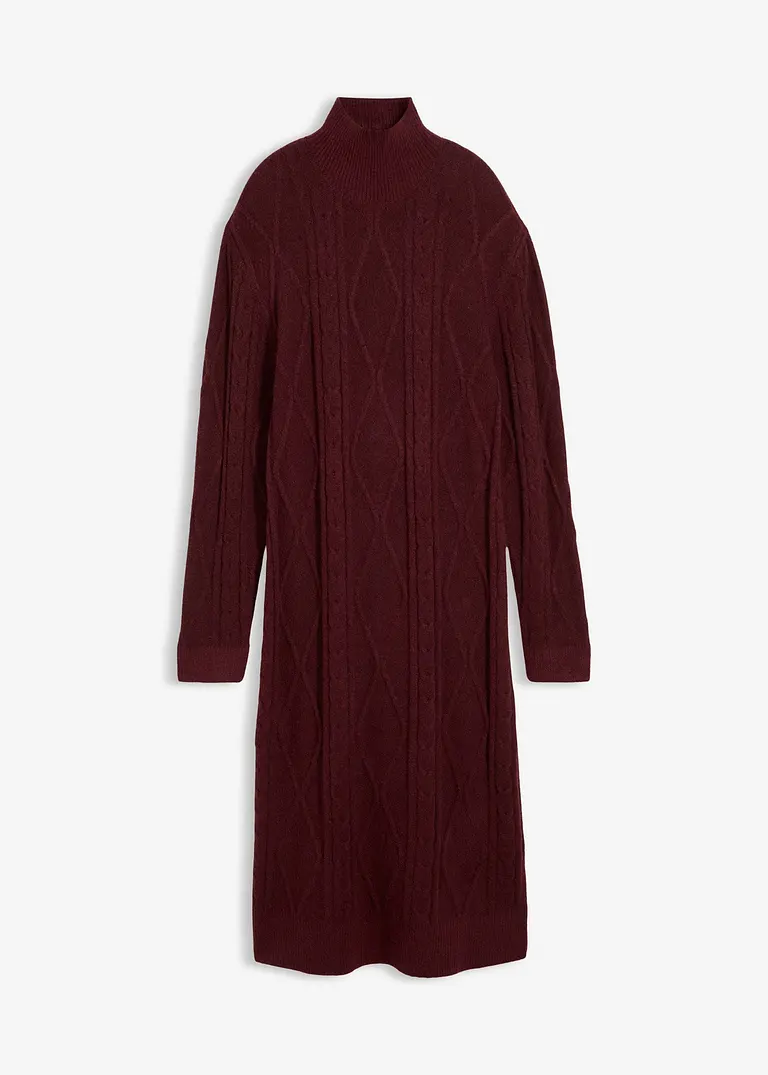 Strickkleid aus Zopfstrick in rot von vorne - bonprix