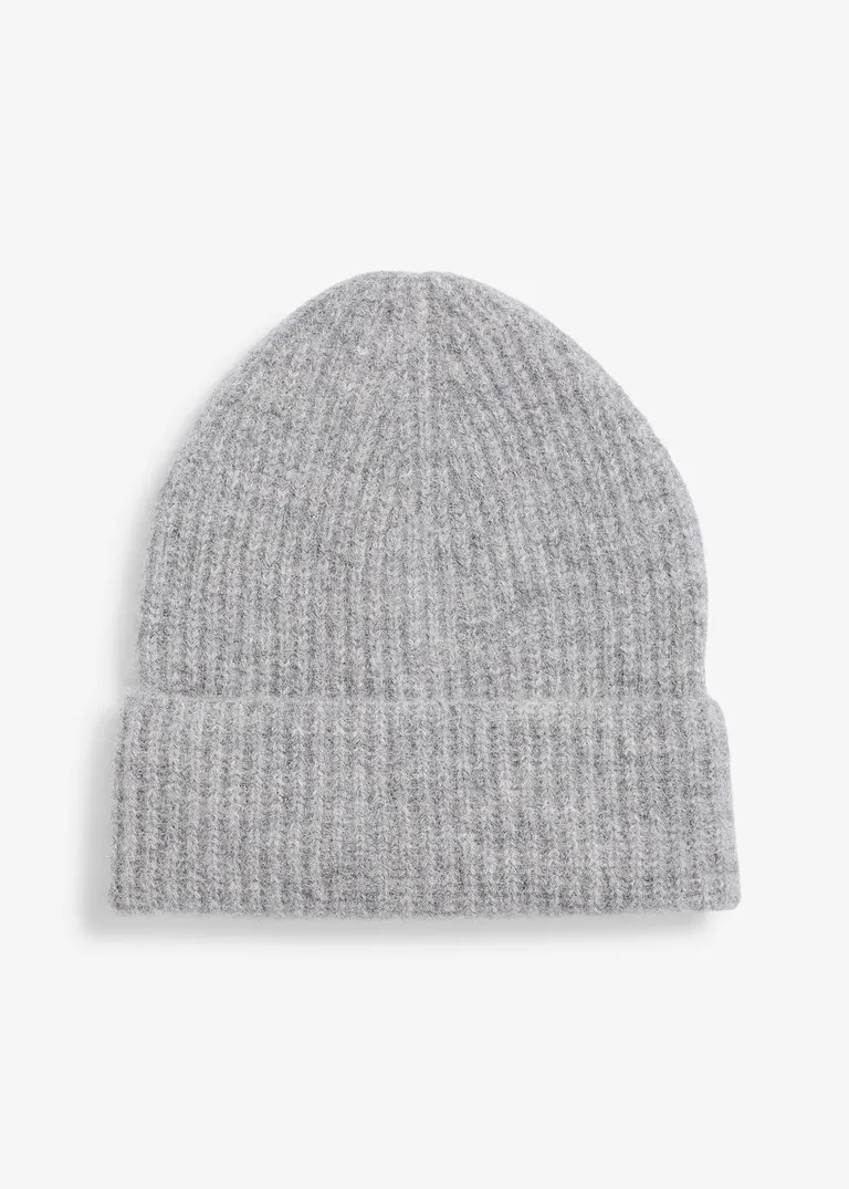 Wollmütze mit Alpaka in grau von vorne - bonprix